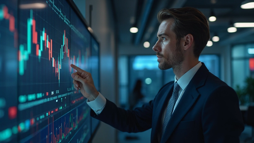Professioneller Analyst untersucht Trend-Linien auf Finanz-Charts