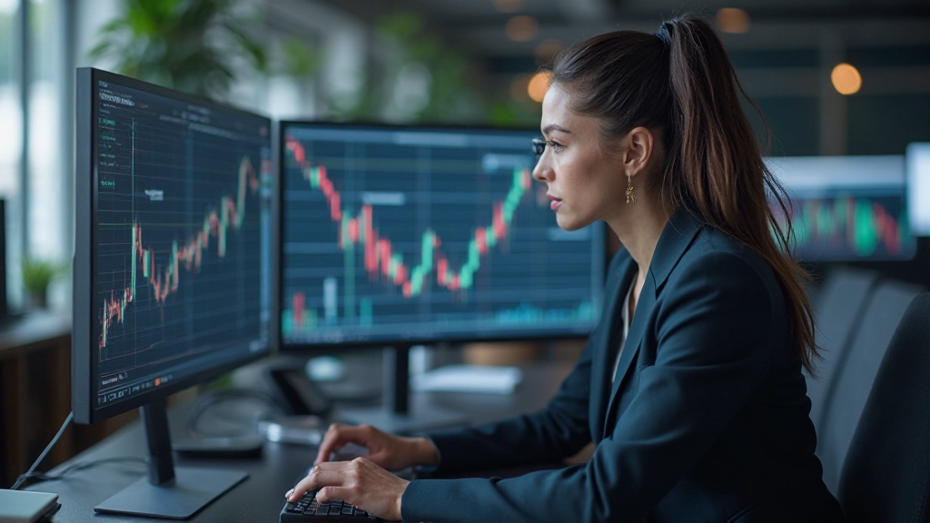 Erfahrener Trader nutzt Fibonacci-Retracements zur Analyse von Kursmustern auf professionellem Monitor