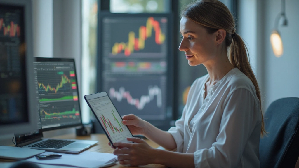 Trader analysiert Trendlinien auf Finanzdiagrammen