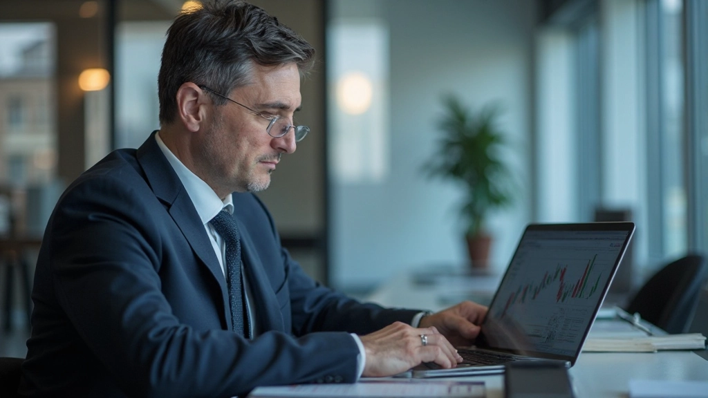 Finanzanalyst überprüft Trendanalyse-Charts und Marktdaten