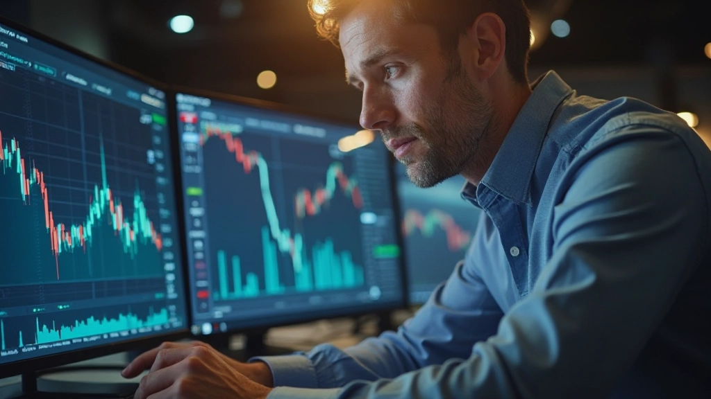 Finanzfachmann analysiert Trendlinien und Marktbewegungen auf modernem Handelsterminal