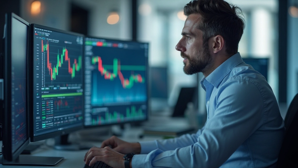 Professionelle Trader analysieren Korrelationen auf mehreren Monitoren im modernen Handelsbüro