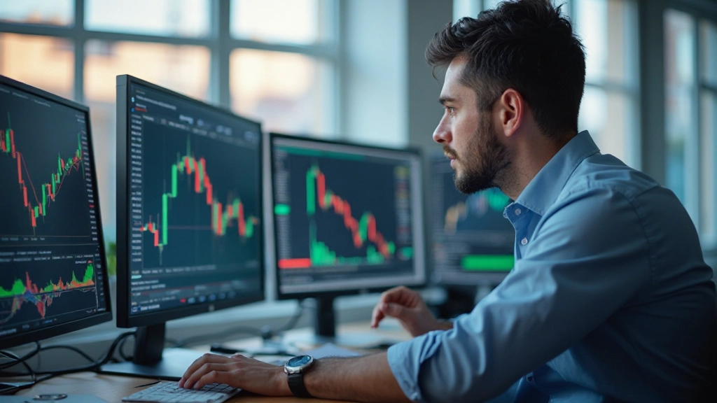 Professionelle Handelsanalyse mit Finanzcharts und Marktkurven auf modernem Handelsbildschirm