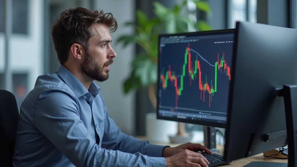 Professioneller Handelsanalyst bei der Überprüfung von Kerzen-Chart-Mustern