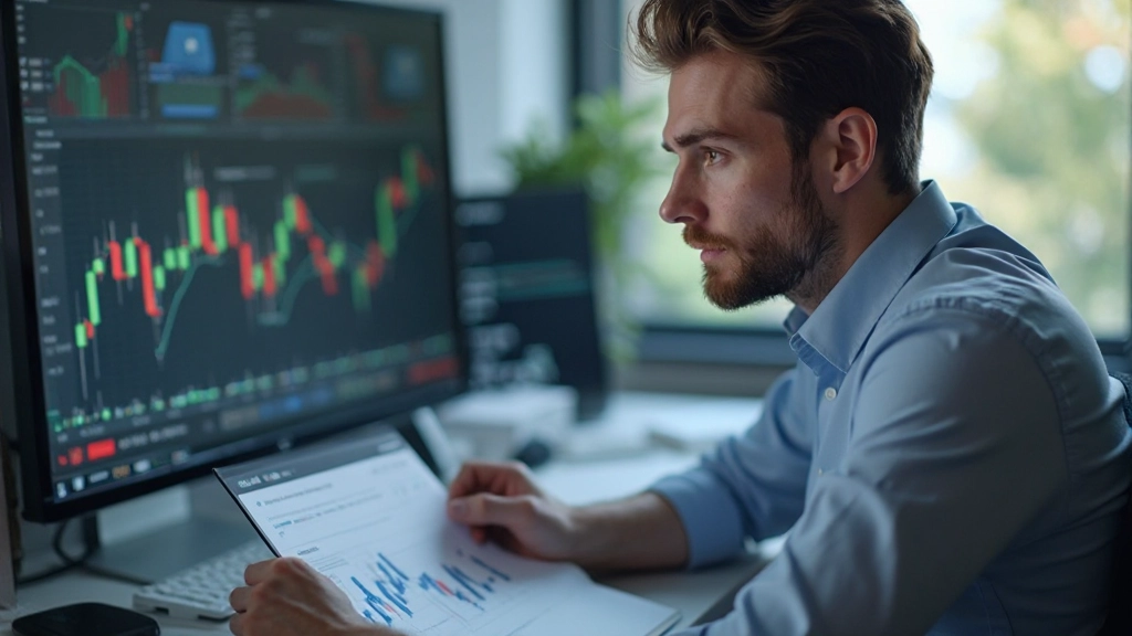 Detaillierte Candlestick-Muster auf einem Handelsbildschirm mit Pfeilen