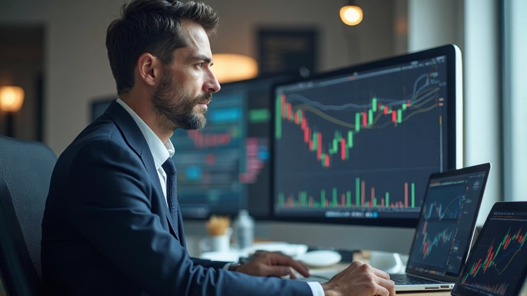 Technische Analyse-Werkzeuge auf einem Trading-Dashboard mit Kerzen-Charts