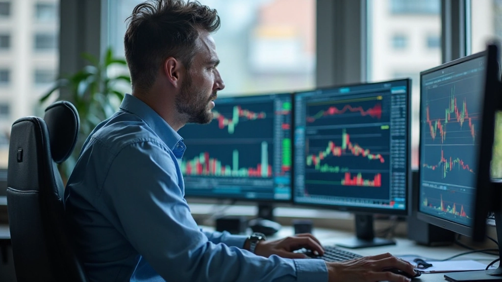 Wirtschaftliche Datenanalyse auf Handelsschirm mit Tabellen und Diagrammen
