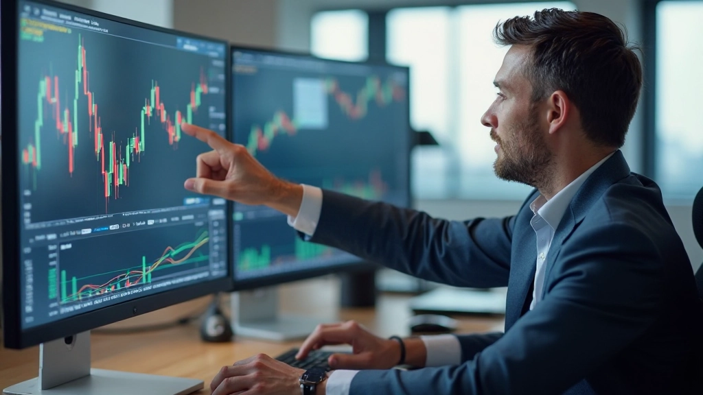 Candlestick-Muster auf Handelsdiagramm mit verschiedenen Formationen und Trendlinien