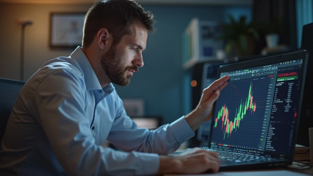 Trader untersucht Markttrends und Preisbewegungen auf Handelsdiagrammen mit Trendlinien